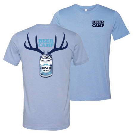 Busch Light Beer Hunting Beer Camp Front and Back Print Blue T-Shirt